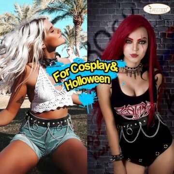 JASGOOD Punk Black Waist Chain Belt Women Leather Rave Body Goth Accessories Jewelry for Girls (Black,Suit for Waist Size 27"-33")