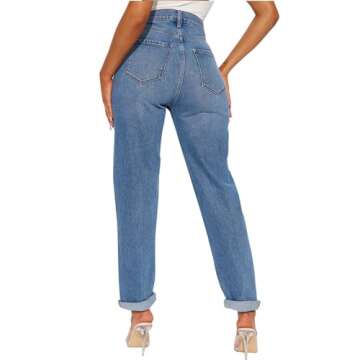 SheKiss Womens Straight Leggings Stretchy Boyfriend Jeans High Rise Trendy Bootcut Petite Mom Jeggin...