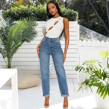 SheKiss Womens Straight Leggings Stretchy Boyfriend Jeans High Rise Trendy Bootcut Petite Mom Jeggings Jeans Blue