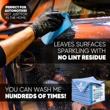 MW Pro Multi-Surface Microfiber Towel – 12 Pack | Premium Cleaning Cloth | Clean, Buff, Dust, Polish, Absorb | Large 16"x16" (Blue)