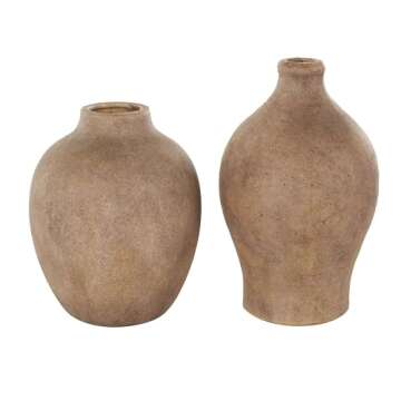 Deco 79 Ceramic Decorative Vase Antique Style Textured Centerpiece Vases, Set of 2 Flower Vases for ...