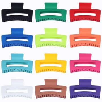 Sisiaipu 12 Pcs Medium Hair Accessories: Square Jaw Clips for Women