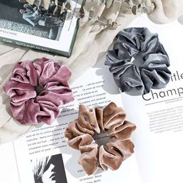 Whaline 6 Big Hair Scrunchies Velvet Elastics Large Hair Bobble Scrunchy Hair Bands Women Soft Hair Ties, 6 Colors