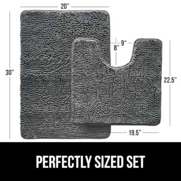 Gorilla Grip Bathroom Rug Sets, Soft Chenille 2 Piece Area Rugs Set, Toilet Base Mat and 30x20 Carpe...