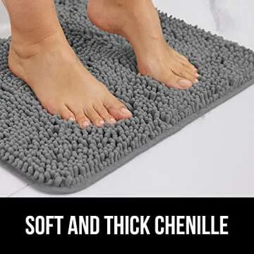 Gorilla Grip Bathroom Rug Sets, Soft Chenille 2 Piece Area Rugs Set, Toilet Base Mat and 30x20 Carpet, Absorbent Microfiber Washable Mats Dry Quickly, Home Décor and Bath Room Accessories, Grey