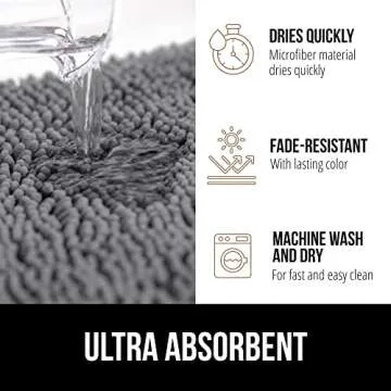 Gorilla Grip Bathroom Rug Sets, Soft Chenille 2 Piece Area Rugs Set, Toilet Base Mat and 30x20 Carpet, Absorbent Microfiber Washable Mats Dry Quickly, Home Décor and Bath Room Accessories, Grey