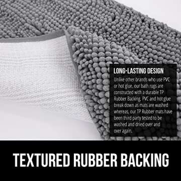 Gorilla Grip Bathroom Rug Sets, Soft Chenille 2 Piece Area Rugs Set, Toilet Base Mat and 30x20 Carpet, Absorbent Microfiber Washable Mats Dry Quickly, Home Décor and Bath Room Accessories, Grey