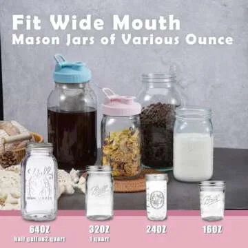 FyndraX Pour Spout Lids for Ball Wide Mouth Mason Jars, Airtight Canning Jar Flip Cap Top Lid for Drinking, Salad, Dressing Pouring, Leak-Proof, Colorful Pack of 4