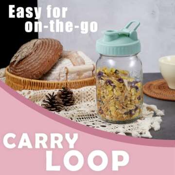 FyndraX Pour Spout Lids for Ball Wide Mouth Mason Jars, Airtight Canning Jar Flip Cap Top Lid for Drinking, Salad, Dressing Pouring, Leak-Proof, Colorful Pack of 4