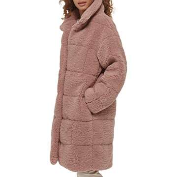 Levi's Women's Mauve Long Teddy Coat for Winter Style