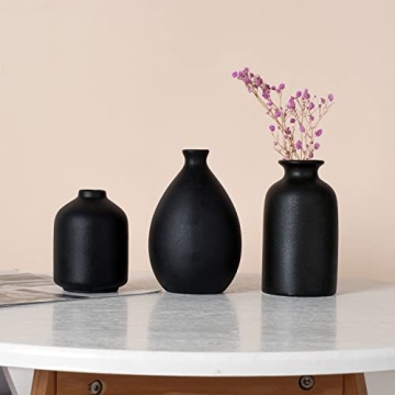 Joynisy Black Ceramic Vase Set of 4 for Home Decor