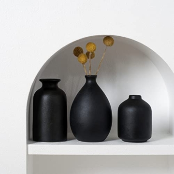 Joynisy Black Ceramic Vase Set of 4 for Home Decor