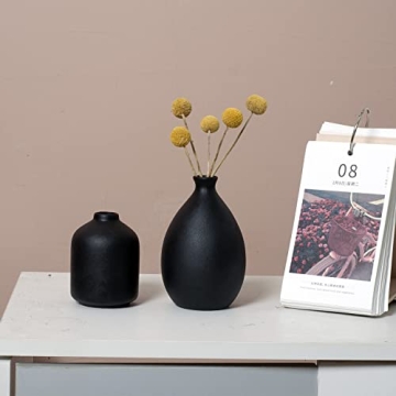 Joynisy Black Ceramic Vase Set of 4 for Home Decor