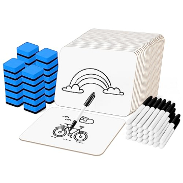 Dry Erase LapBoards, PANDRI 26 Pack Double Sided 12.5 x 9 Inch Whiteboards with 26 Erasers and 26 Ma...