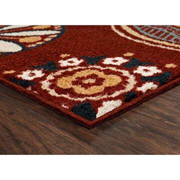 Maples Rugs Reggie Floral Kitchen Rug - Made in USA - Washable, Non Slip Throw Mats for Entryway and Foyer, 1'8 x 2'10, Merlot