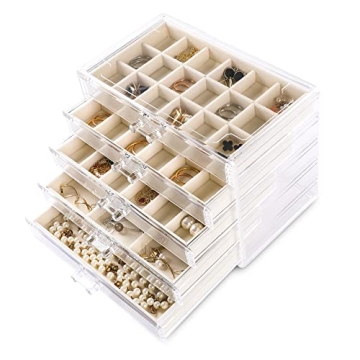 Elegant Frebeauty Acrylic 5-Drawer Jewelry Organizer for Earrings
