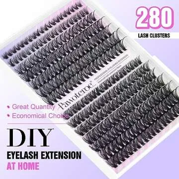 Pawotence Lash Clusters 280pcs Cluster Eyelash Extensions 40D 50D Eyelash Clusters Lash Extension 8-...