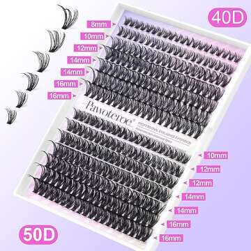 Pawotence Lash Clusters 280pcs Cluster Eyelash Extensions 40D 50D Eyelash Clusters Lash Extension 8-16mm Individual Lashes for Self Application at Home (40D&50D, 0.07D, 8-16mm)
