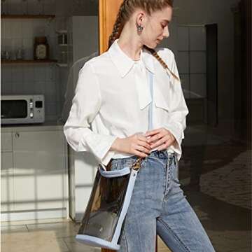 Clear Bag, Jelly Transparent Beach Shoulder Bag Handbag, Small Messenger Crossbody Clutch Bag Mini W...