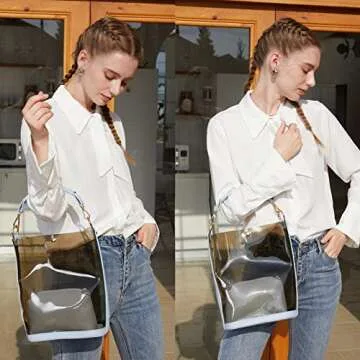 Clear Bag, Jelly Transparent Beach Shoulder Bag Handbag, Small Messenger Crossbody Clutch Bag Mini Waterproof Swimming Tote Bucket Purse For Women Ladies, Blue