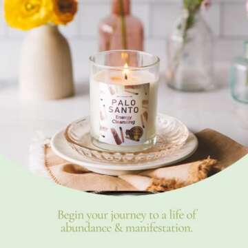 Magnificent 101 Set of 3 Long Lasting Palo Santo Smudge Candles, 42 Hour Burn - 3.5 Oz Each, Made wi...