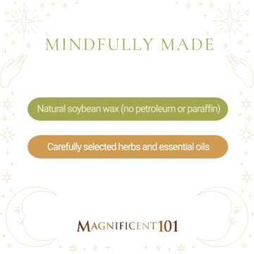 Magnificent 101 Set of 3 Long Lasting Palo Santo Smudge Candles, 42 Hour Burn - 3.5 Oz Each, Made with Soy Wax and Herb, Ideal for House Energy Cleansing, Meditation & Manifestation