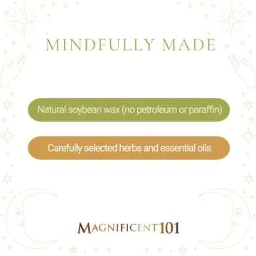 Magnificent 101 Set of 3 Long Lasting Palo Santo Smudge Candles, 42 Hour Burn - 3.5 Oz Each, Made with Soy Wax and Herb, Ideal for House Energy Cleansing, Meditation & Manifestation