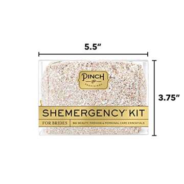 Pinch Provisions Brides Shemergency Kit, 50 Must-Have Emergency Essential Items for The Wedding Day, Chic Mid-Size Multi-Functional Pouch, Perfect Survival Kit for Wedding Party (Pink Diamond)