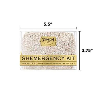 Pinch Provisions Brides Shemergency Kit, 50 Must-Have Emergency Essential Items for The Wedding Day, Chic Mid-Size Multi-Functional Pouch, Perfect Survival Kit for Wedding Party (Pink Diamond)
