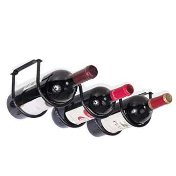 Wallniture Andora Under Cabinet Wine Rack Farmhouse Decor Kitchen Organization and Storage Rack for 3 Liquor Bottles Black