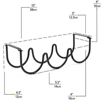 Wallniture Andora Under Cabinet Wine Rack Farmhouse Decor Kitchen Organization and Storage Rack for 3 Liquor Bottles Black
