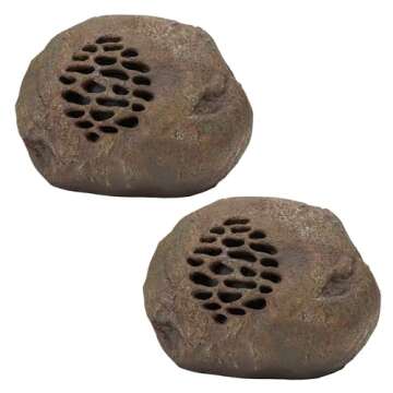 Alpine Corporation - Waterproof Bluetooth Solar-Powered Outdoor Wireless Rock Speaker – 50 Foot Ra...