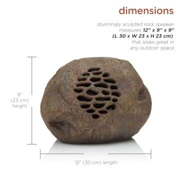 Alpine Corporation - Waterproof Bluetooth Solar-Powered Outdoor Wireless Rock Speaker – 50 Foot Range – Durable Wireless Outdoor Sound System for Patio, Garden, Yard, and Pool Area (Set of 2)