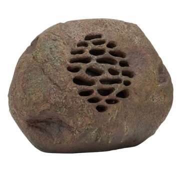 Alpine Corporation - Waterproof Bluetooth Solar-Powered Outdoor Wireless Rock Speaker – 50 Foot Range – Durable Wireless Outdoor Sound System for Patio, Garden, Yard, and Pool Area (Set of 2)