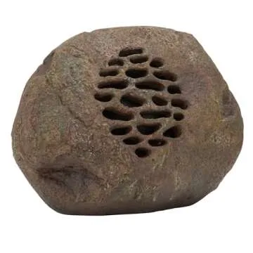 Alpine Corporation - Waterproof Bluetooth Solar-Powered Outdoor Wireless Rock Speaker – 50 Foot Range – Durable Wireless Outdoor Sound System for Patio, Garden, Yard, and Pool Area (Set of 2)