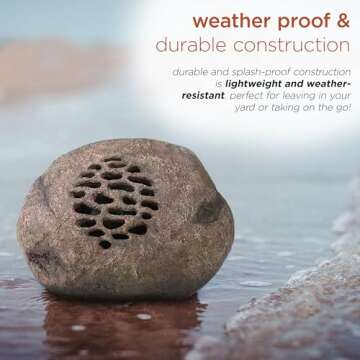 Alpine Corporation - Waterproof Bluetooth Solar-Powered Outdoor Wireless Rock Speaker – 50 Foot Range – Durable Wireless Outdoor Sound System for Patio, Garden, Yard, and Pool Area (Set of 2)