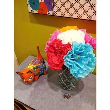 Alondra's Imports Mexican Paper Flowers – Party Decorations, Birthday, Wedding, Carnival, Pom Poms, Floral Backdrop, Fiesta Paper Flowers for Decoration, Flor De Papel, Unique Assorted (6 Pack)