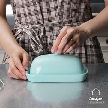 Buy Sweejar Ceramic Butter Dish with Lid for Countertop