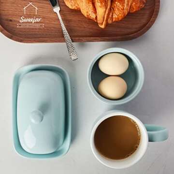 Buy Sweejar Ceramic Butter Dish with Lid for Countertop