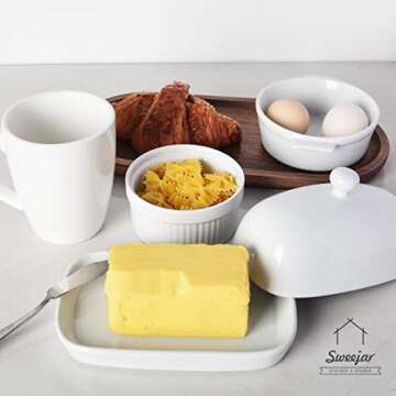 Buy Sweejar Ceramic Butter Dish with Lid for Countertop