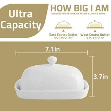 Buy Sweejar Ceramic Butter Dish with Lid for Countertop