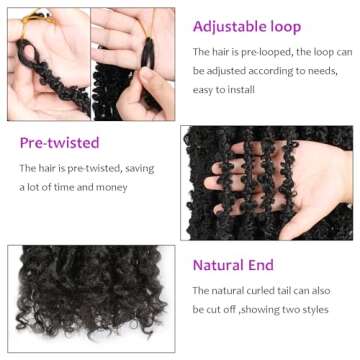 ZRQ Butterfly Locs Crochet Hair With Curly Ends 24 Inch 6 Packs Pre Looped Long Butterfly Soft Locs Distressed Butterfly Faux Locs Synthetic Goddess Locs Hair Extensions (24 Inch, 1B#)