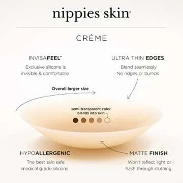 Nippies Non-Adhesive Bra Liner Nipple Covers for Women – Reusable Silicone No-Show Inserts Bra Pad Enhancements with Travel Box - Creme