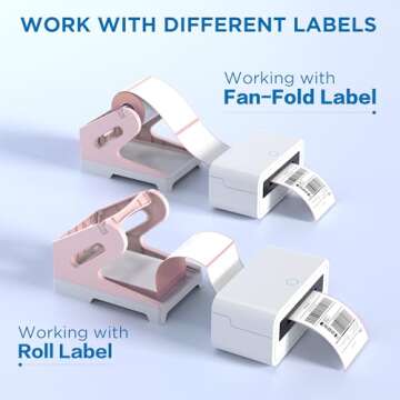 HBlife Label Holder for Rolls and Fan-Fold Labels Thermal Label Holder Shipping Label Stand Desktop Printer Supplies, Pink White
