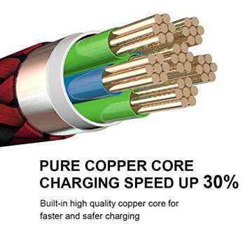 Phone Cable 5 Pack[3/3/6/6/10FT] Extra Long Nylon Braided USB Charging&Syncing Cordsdfg