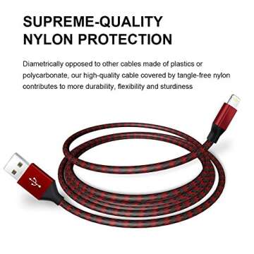 Phone Cable 5 Pack[3/3/6/6/10FT] Extra Long Nylon Braided USB Charging&Syncing Cordsdfg