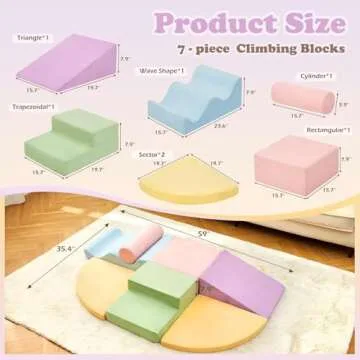 QUCHI Climbing Toys for Toddlers, Toddler Climbing Toys Indoor, 7-Piece Soft Foam Climbing Blocks Se...