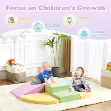 QUCHI Climbing Toys for Toddlers, Toddler Climbing Toys Indoor, 7-Piece Soft Foam Climbing Blocks Set, Toddler Playtime Corner Climber Indoor Foam Play Gym for Climbing Crawling and Sliding