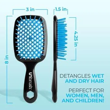 FHI Heat UNbrush Detangling Brush for Pain-Free Brushing on All Wet or Dry Hair Types — Durable DuoFlex Anti-Static Bristles, Lightweight Handle, Vented Hair Brush, Ocean