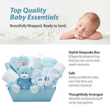 Newborn Baby Boy Keepsake Box with Teddy Bear